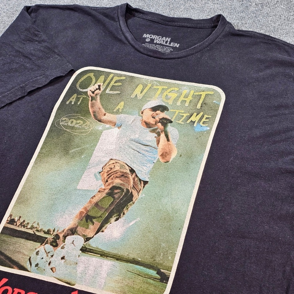 Morgan Wallen One Night At A Time 2024 Tour Shirt Mens 2XL Black Country Concert